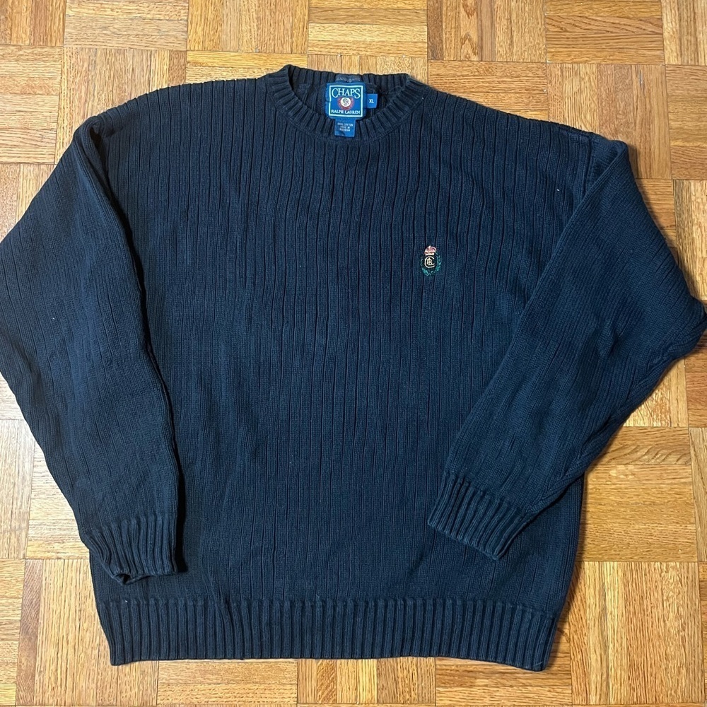 Vintage Chaps Ralph Lauren Men's Black Sweater  XL